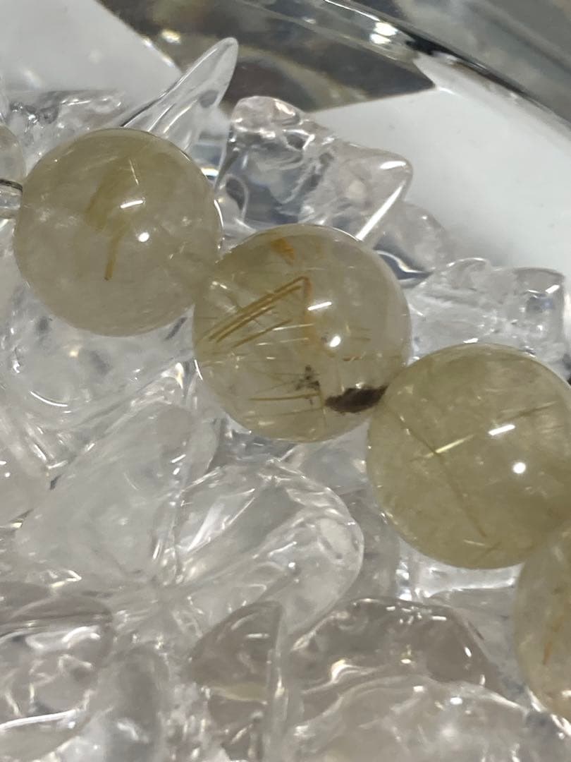 天珠　九眼天珠　風化天珠　ルチルクォーツ　天眼石　ブレスレット