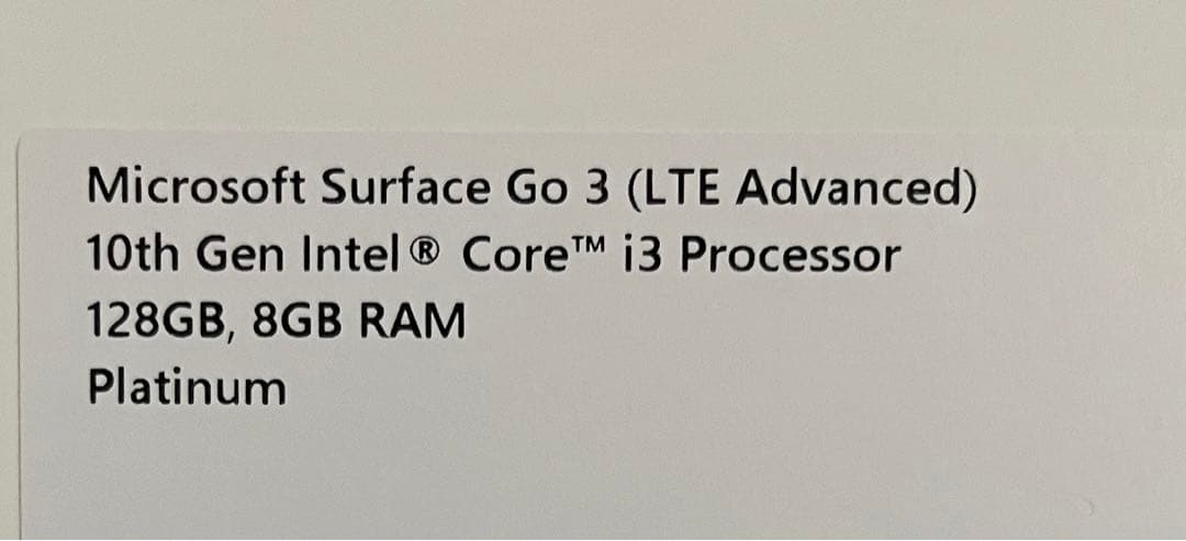 Surface Go 3 LTE プラチナ Core i3 128GB 美品