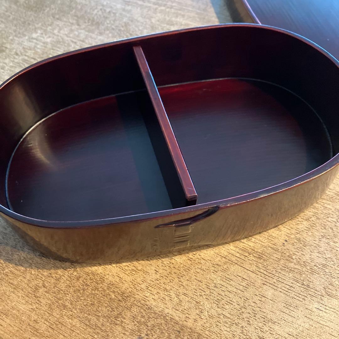 柴田慶信商店 シバキ塗り 小判弁当箱　大サイズ 　仕切り板付き　箱付き