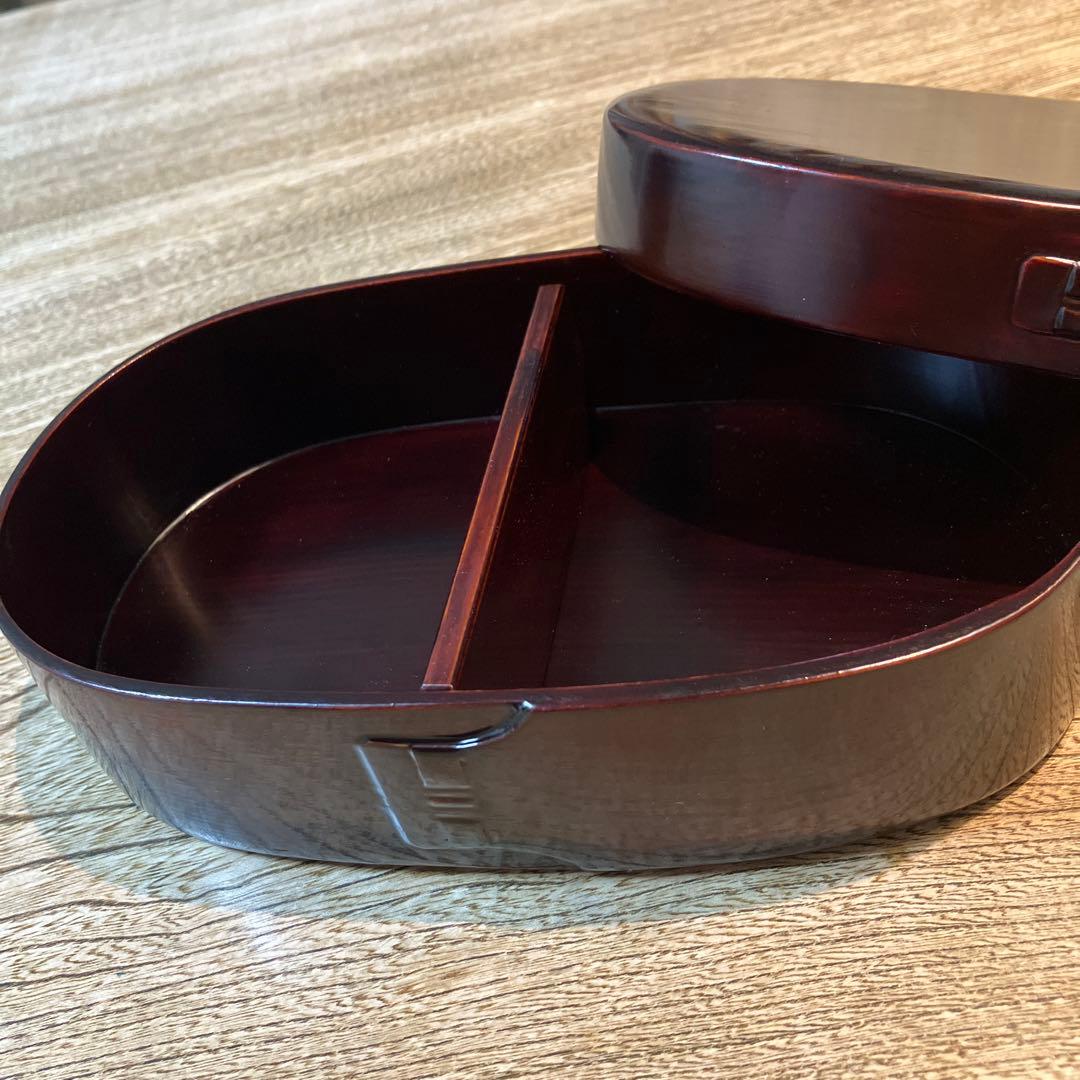 柴田慶信商店 シバキ塗り 小判弁当箱　大サイズ 　仕切り板付き　箱付き