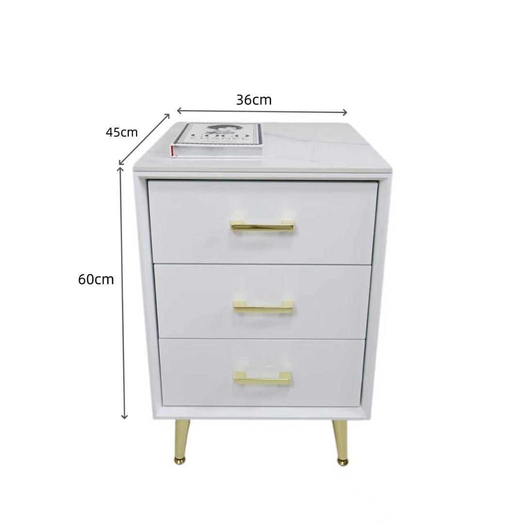 ホワイト 3段チェスト 金属脚 訳あり品　写真をご確認 TST-06-⑦