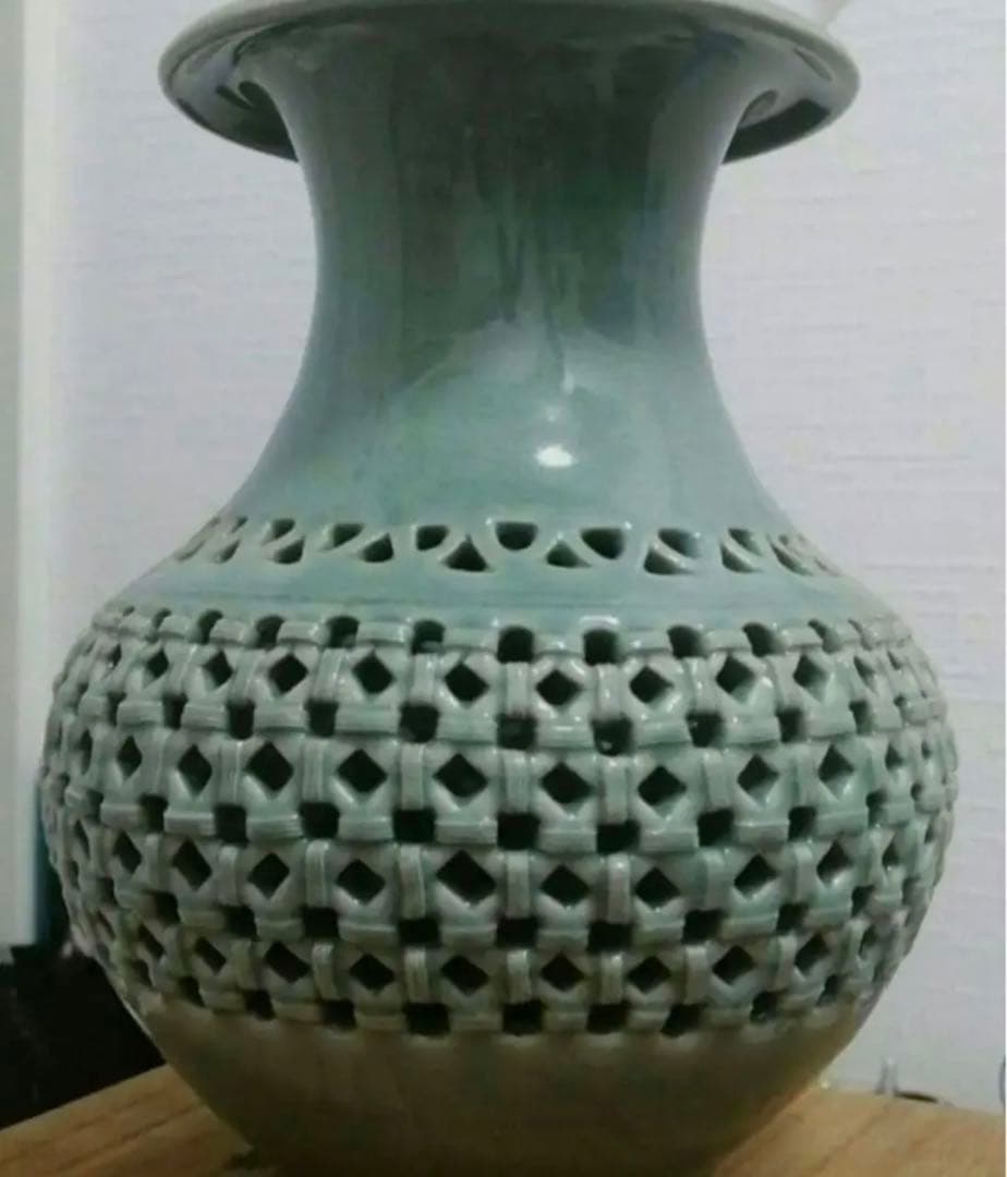 中国 时代物 アンティーク 青磁 壺 花瓶