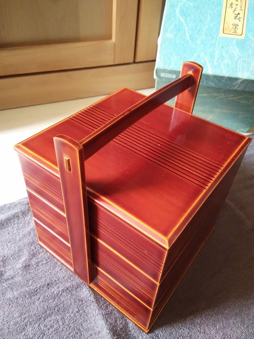 新着‼️飛騨【春慶塗り】『三段重箱』手提げ付き　♪