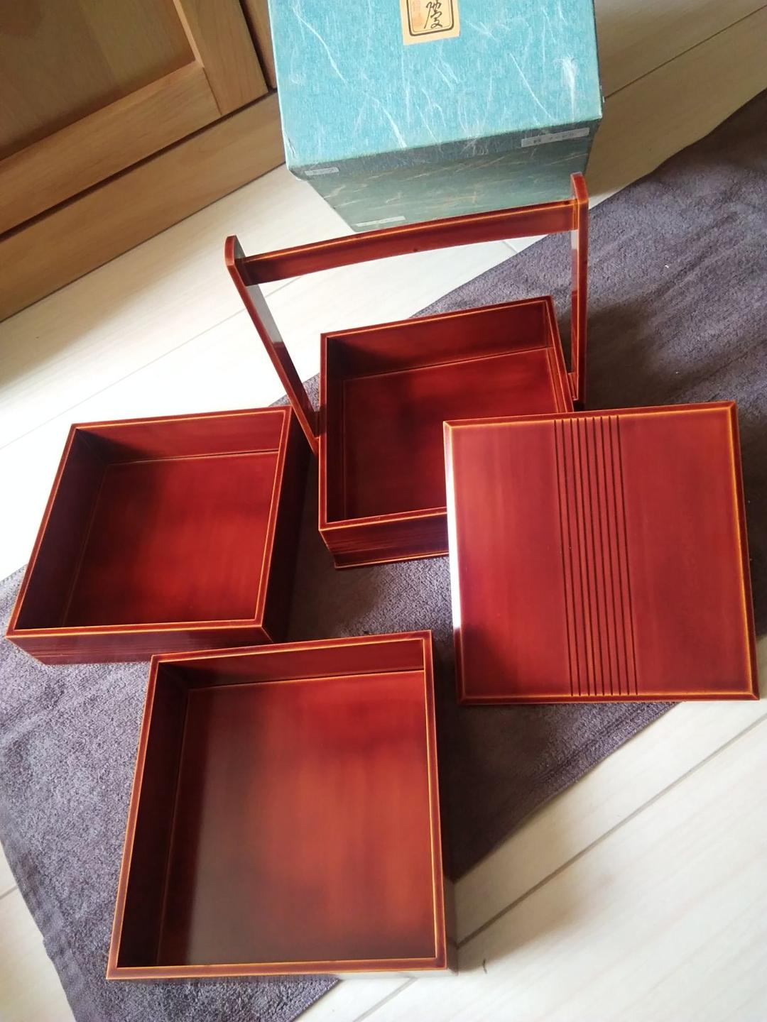 新着‼️飛騨【春慶塗り】『三段重箱』手提げ付き　♪