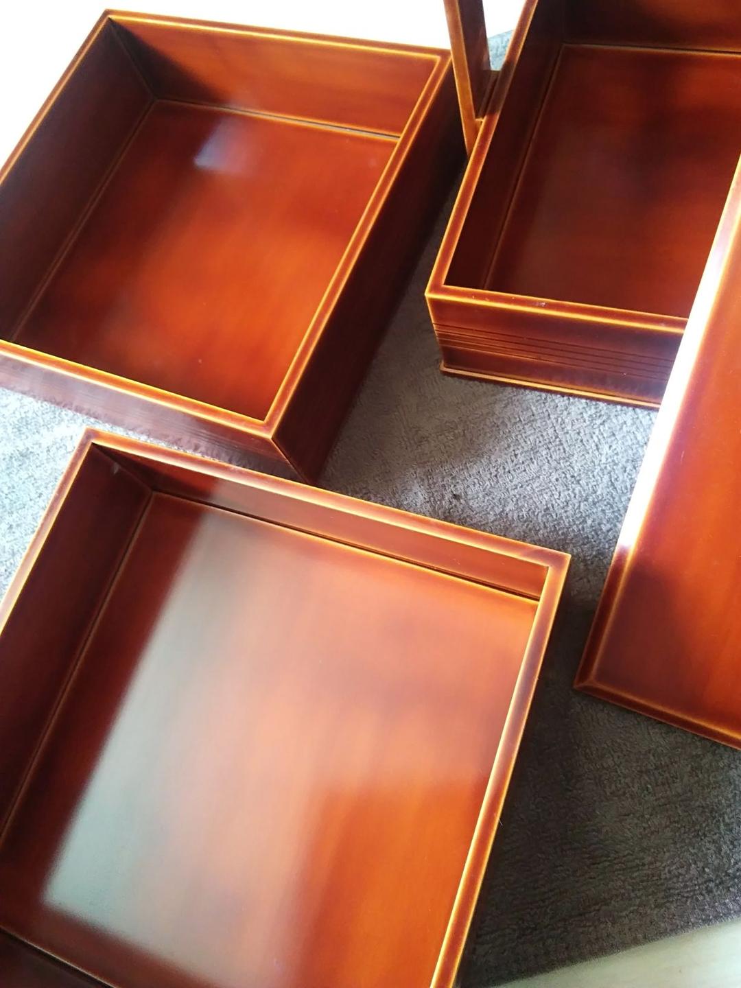 新着‼️飛騨【春慶塗り】『三段重箱』手提げ付き　♪