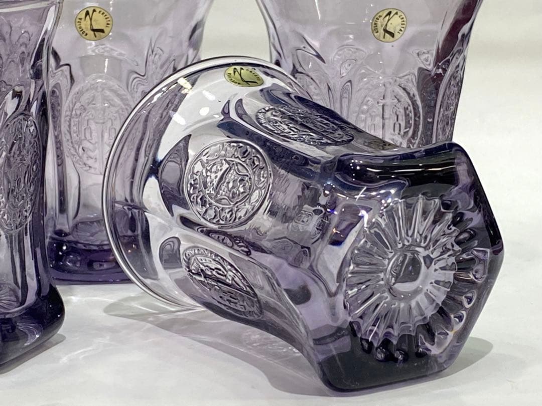 昭和レトロなグラス サファイア6個セット(KOSHIDA CRYSTAL)