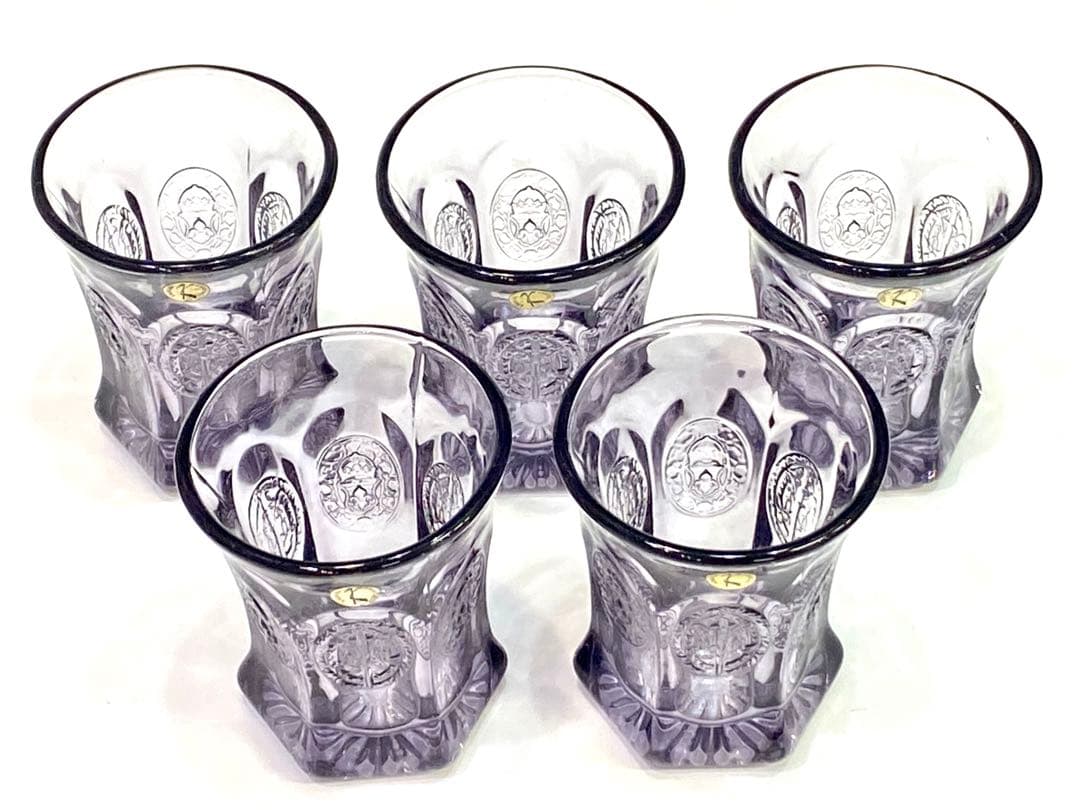 昭和レトロなグラス サファイア6個セット(KOSHIDA CRYSTAL)