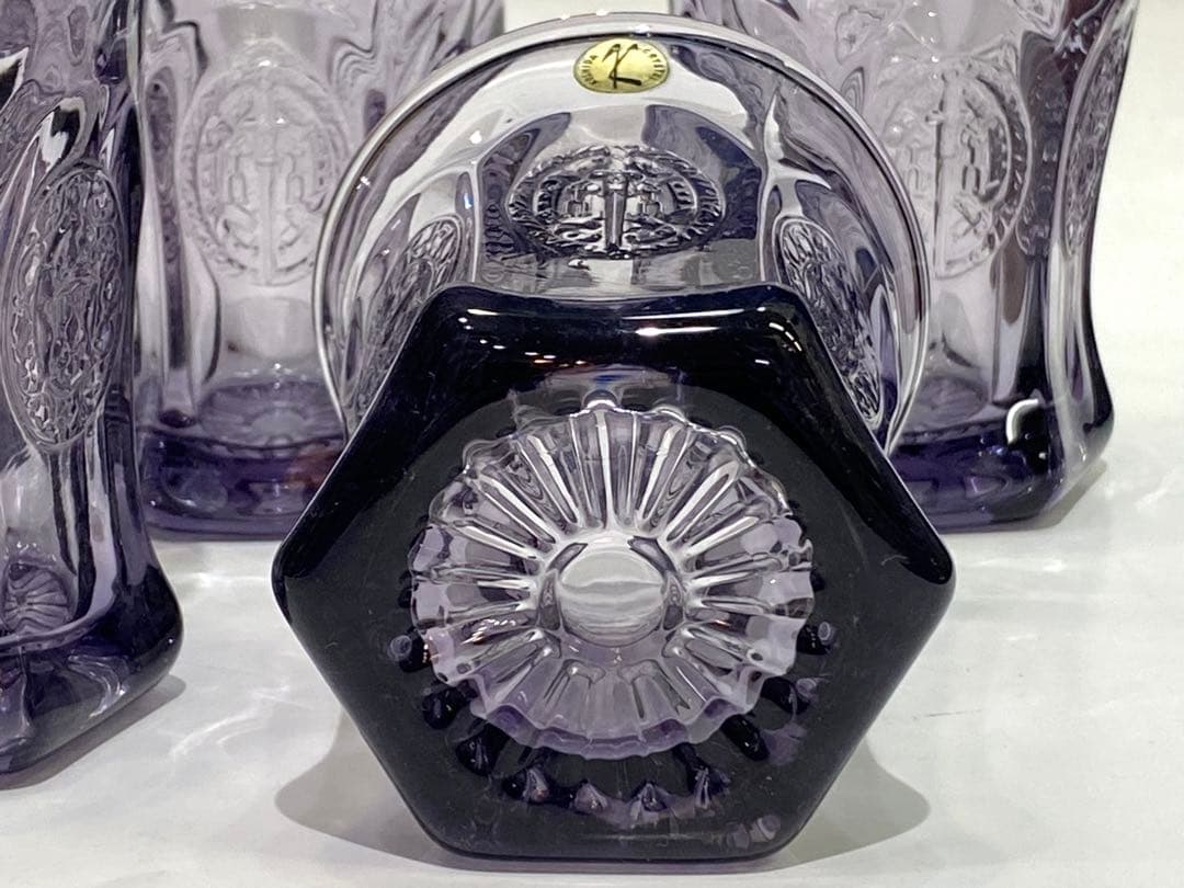 昭和レトロなグラス サファイア6個セット(KOSHIDA CRYSTAL)