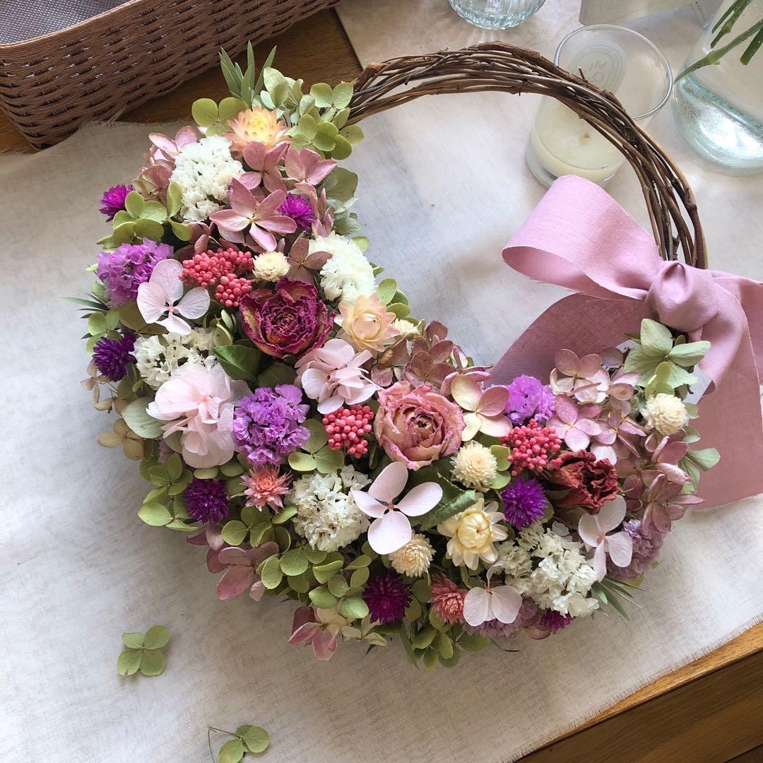 ＊Natural＊バラのピンクリース♡ドライフラワーリース