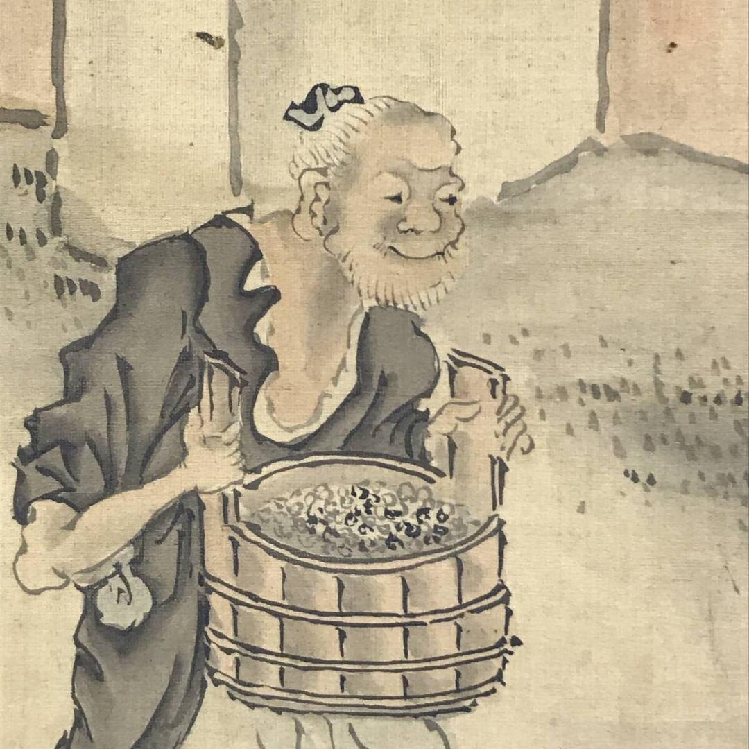 模写/与謝蕪村/山水人物図/馬図/掛軸☆宝船☆AK-948