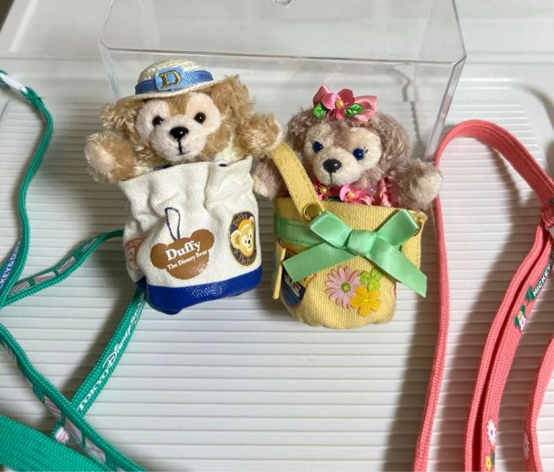 ダッフィー、シェリーメイぬいぐるみ、ぬいぐるみネックストラップセッ（スプリング）