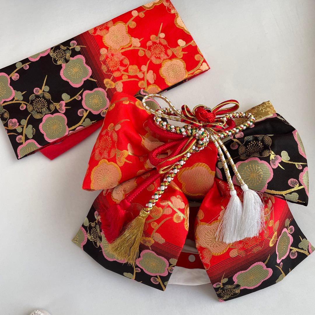 七五三セット　祝帯ペアセット　中サイズ　赤金黒　箱入り 美やび