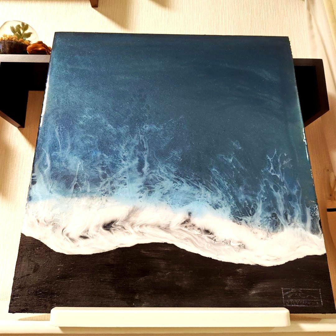 ブラックオーシャン　オーシャンアート　壁掛け　レジンアート　海　一点物