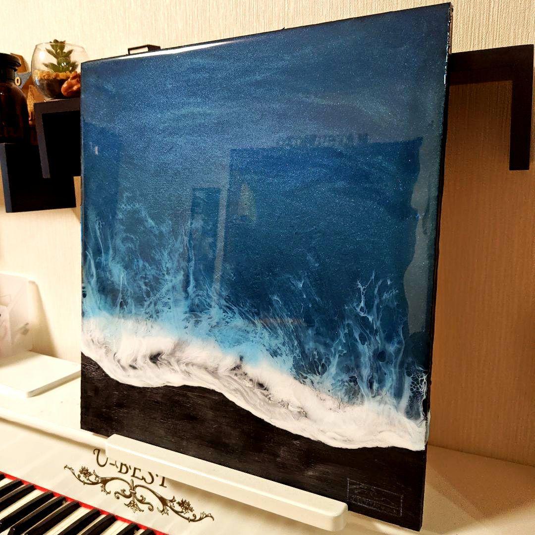 ブラックオーシャン　オーシャンアート　壁掛け　レジンアート　海　一点物
