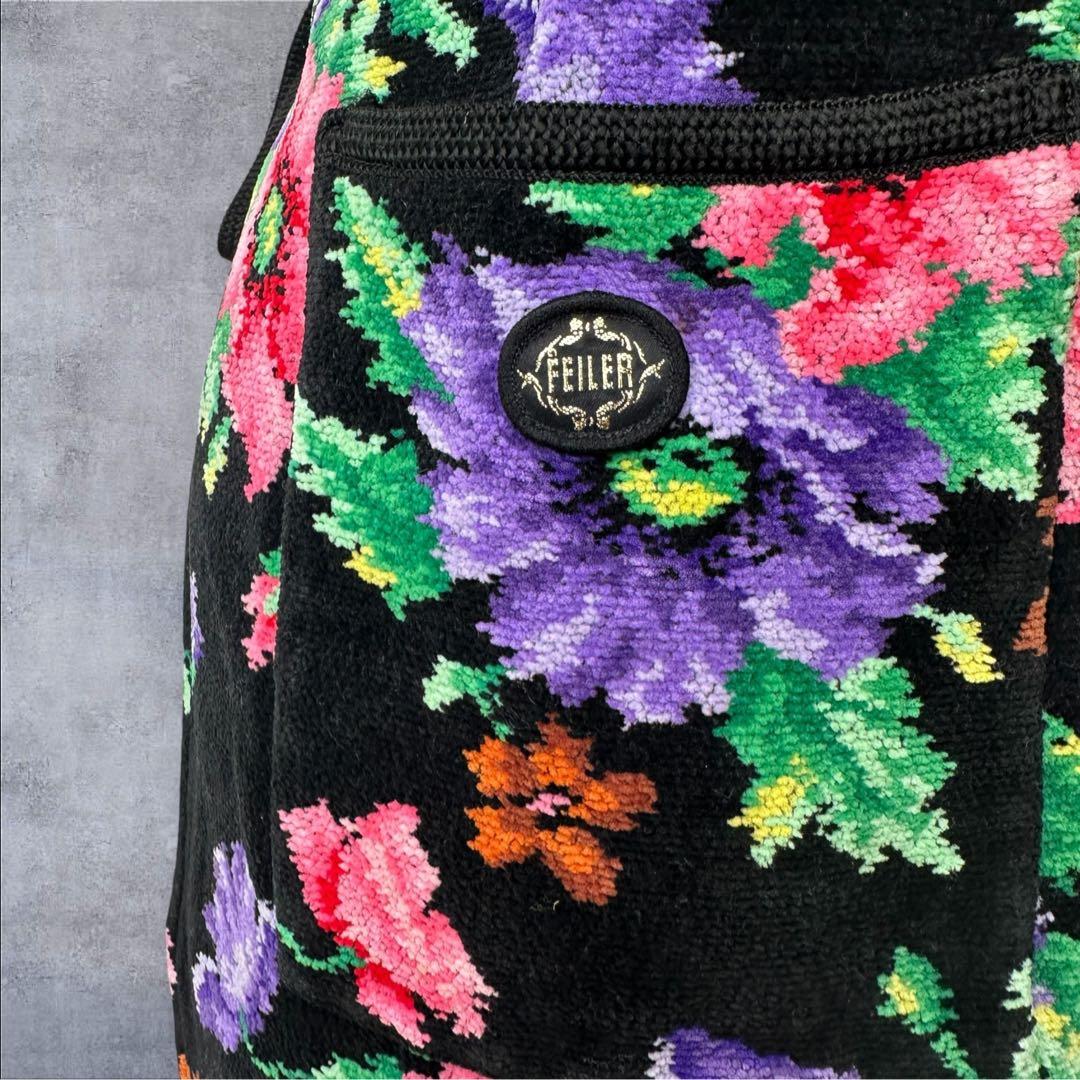 フェイラー FEILER シュニール織 花柄 エプロン ブラック