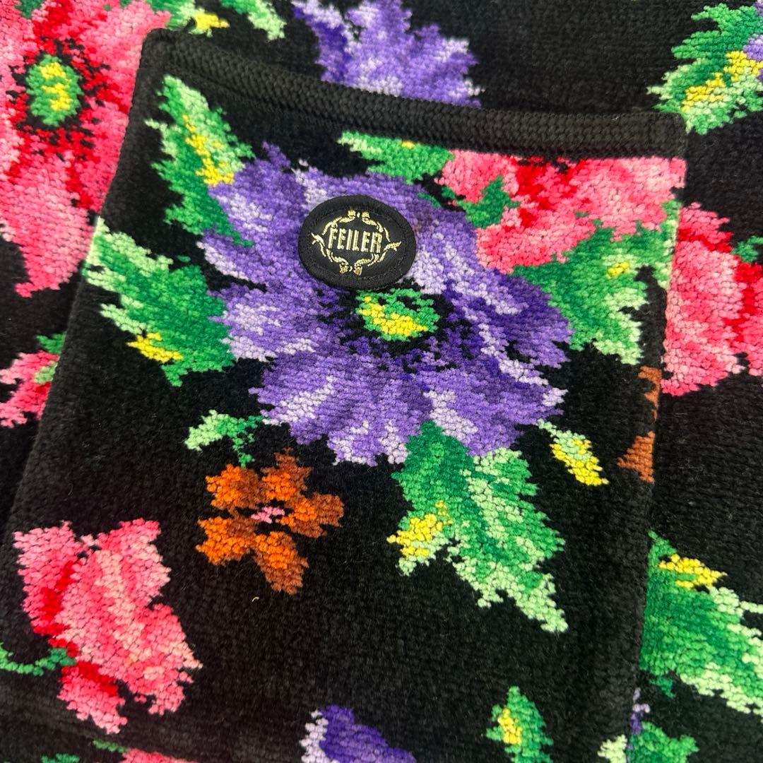 フェイラー FEILER シュニール織 花柄 エプロン ブラック