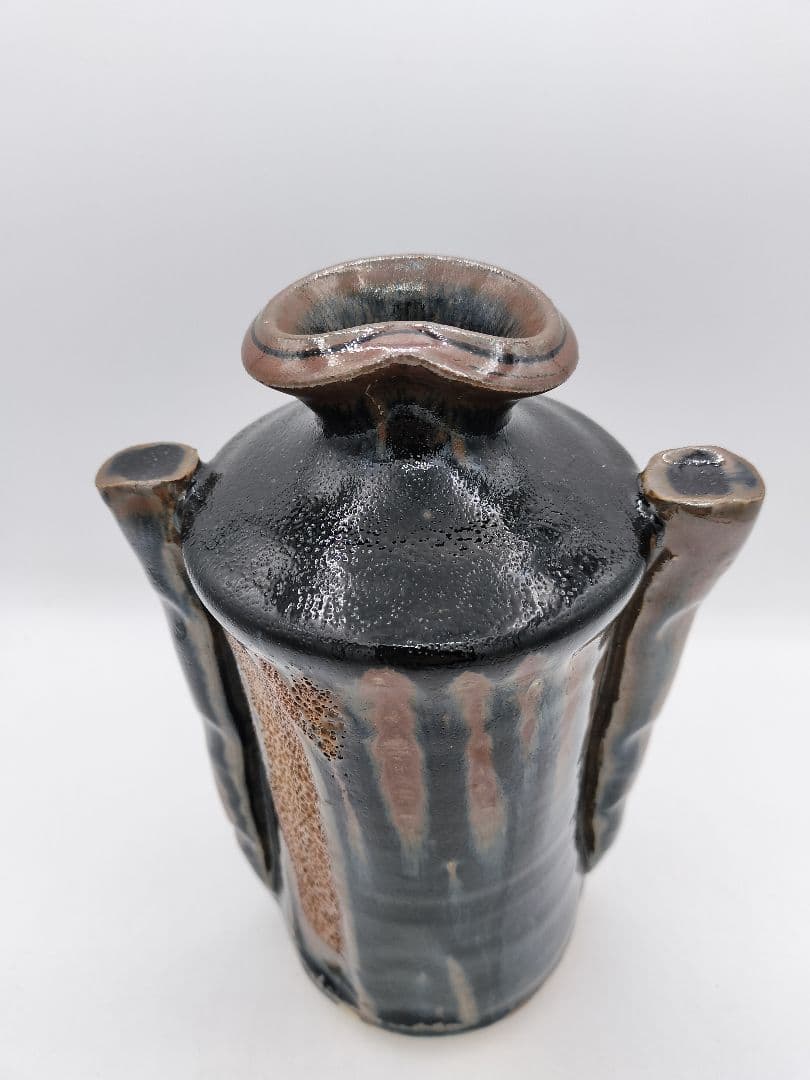 c675 古瀬戸花入 13代山口小左衛門 木箱 茶道具 古物