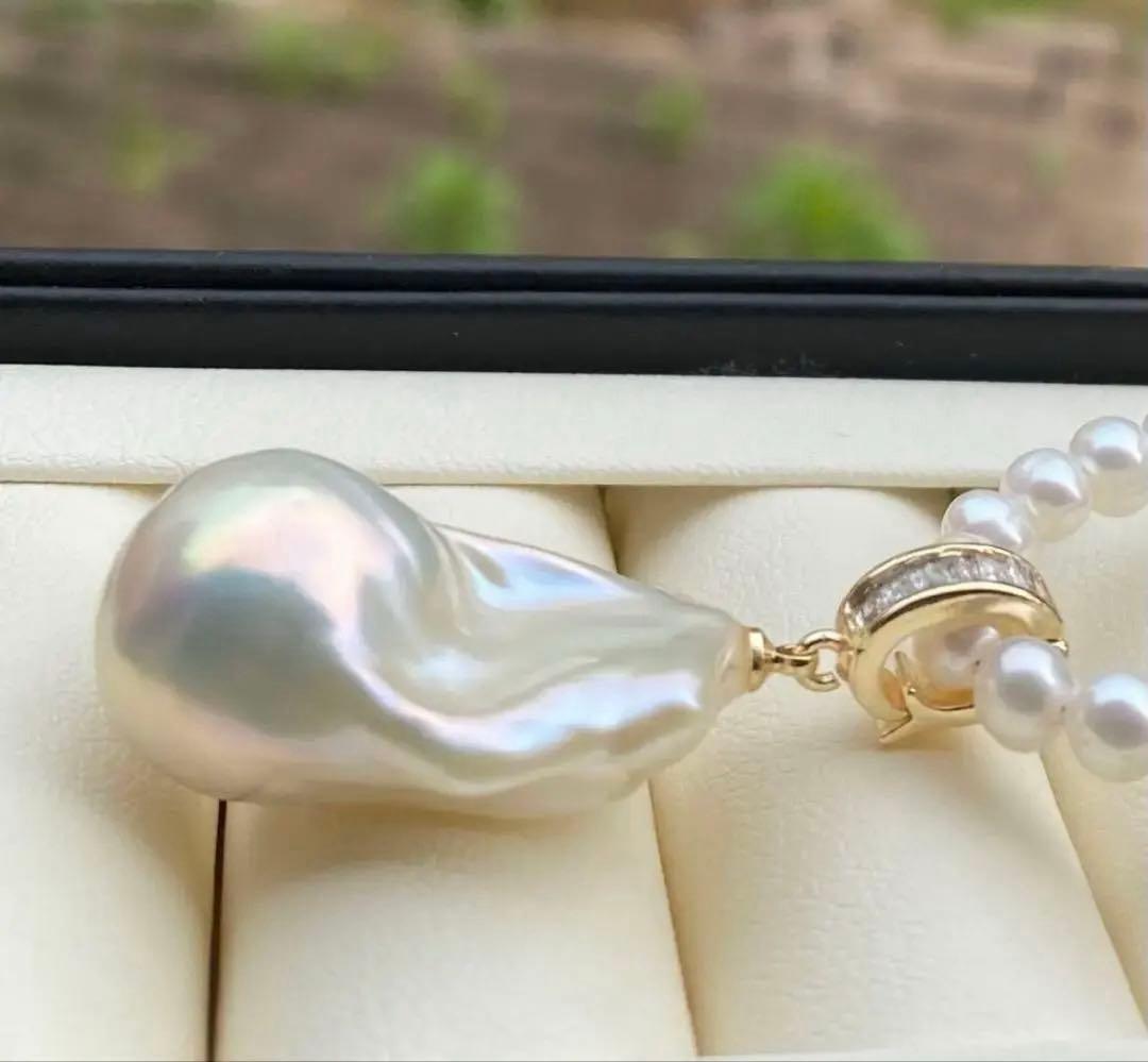 大粒29mm✨天然淡水バロックパールペンダント ホワイト系 上質テリ 新品