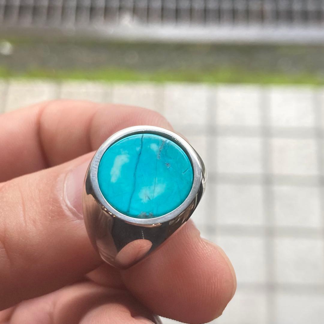 石に訳あり、新品 パワーストーン 指輪 15 号 ターコイズ シルバー925