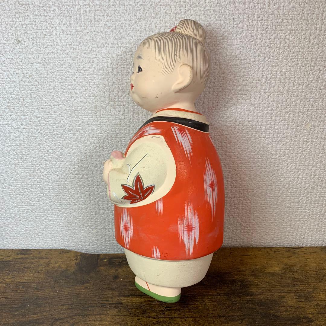 E-4 【伝統工芸品】博多人形 童（わらべ） 手桶 銘あり 陶器 置物 アンティ