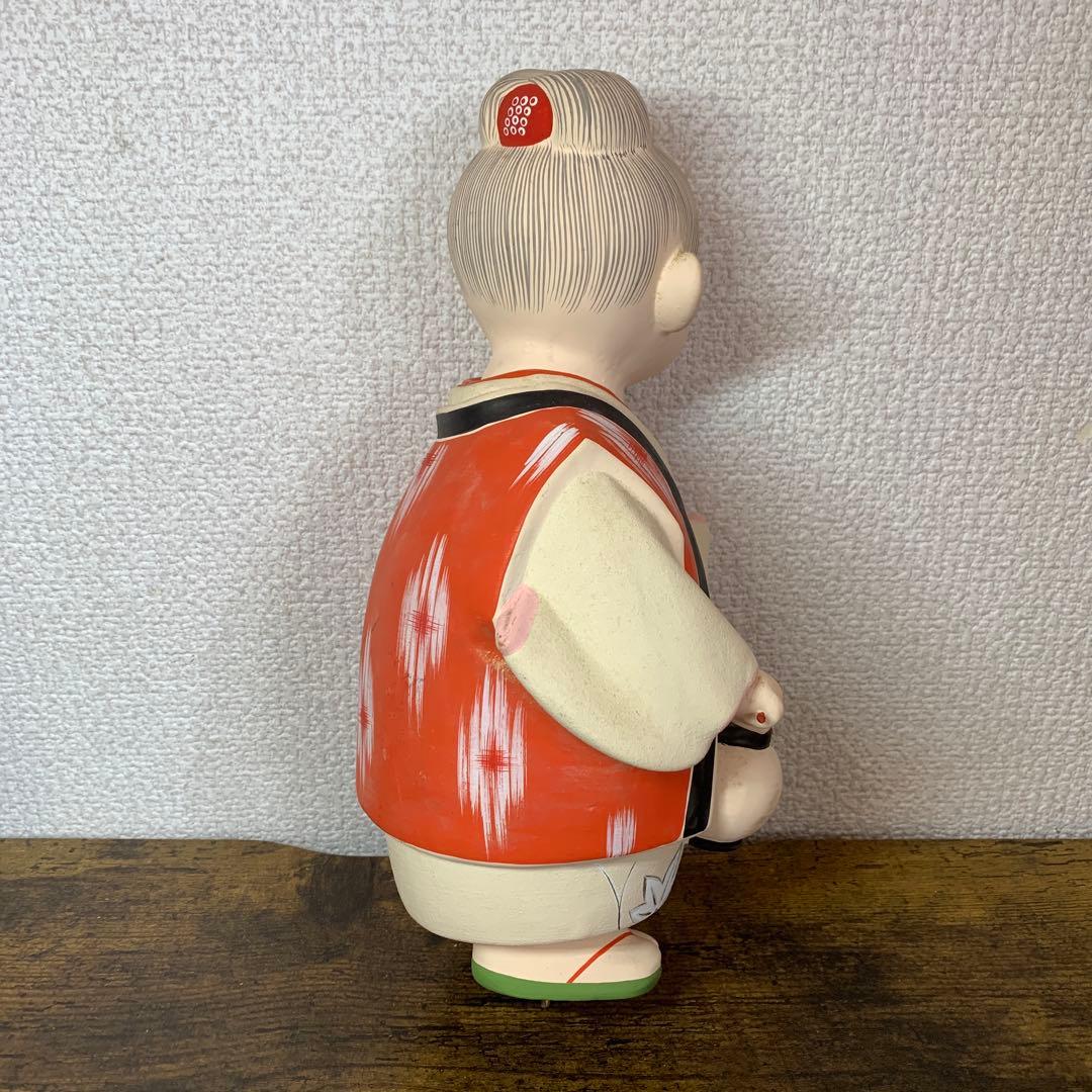 E-4 【伝統工芸品】博多人形 童（わらべ） 手桶 銘あり 陶器 置物 アンティ