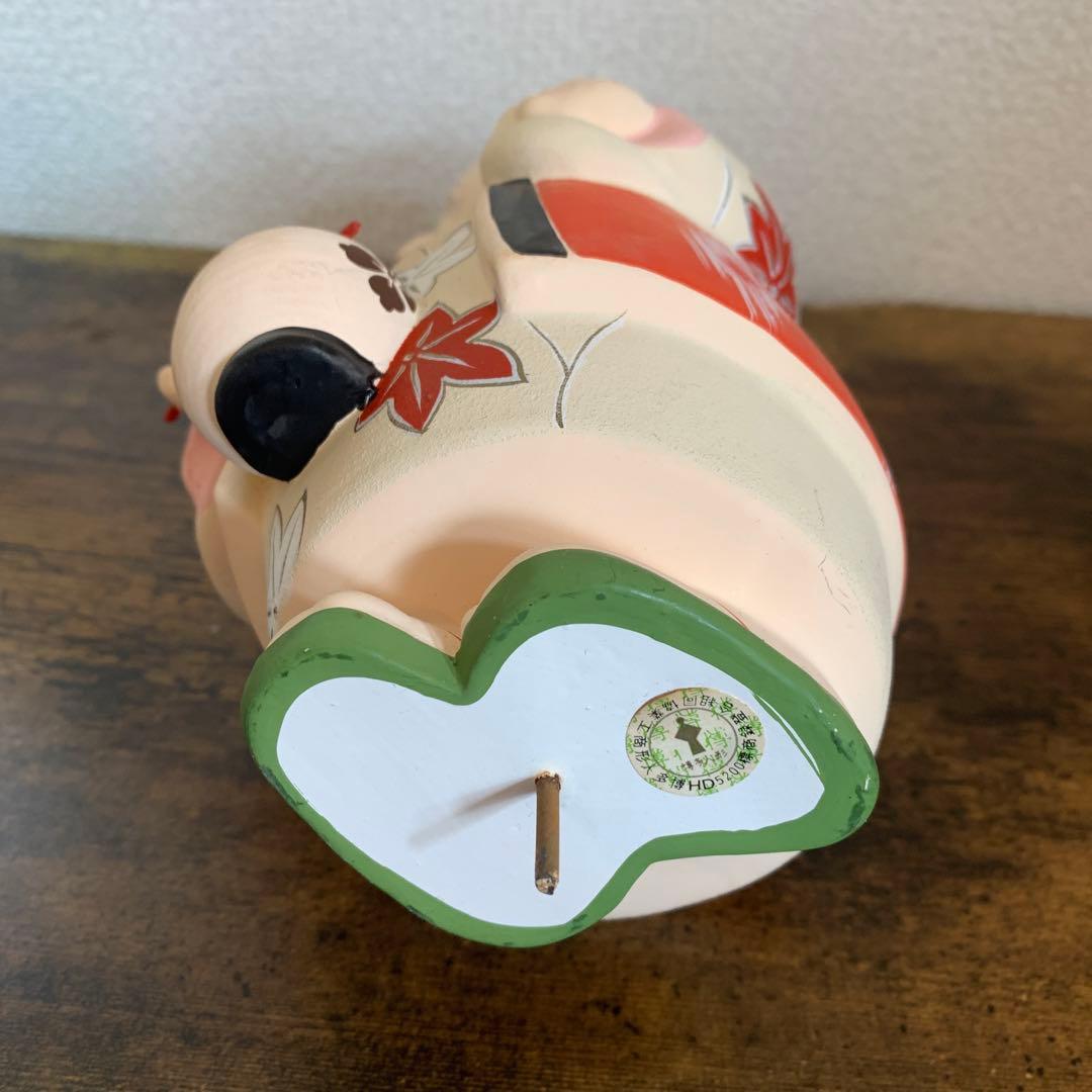 E-4 【伝統工芸品】博多人形 童（わらべ） 手桶 銘あり 陶器 置物 アンティ