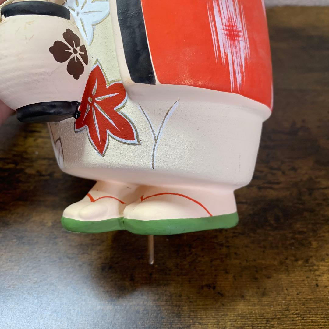 E-4 【伝統工芸品】博多人形 童（わらべ） 手桶 銘あり 陶器 置物 アンティ