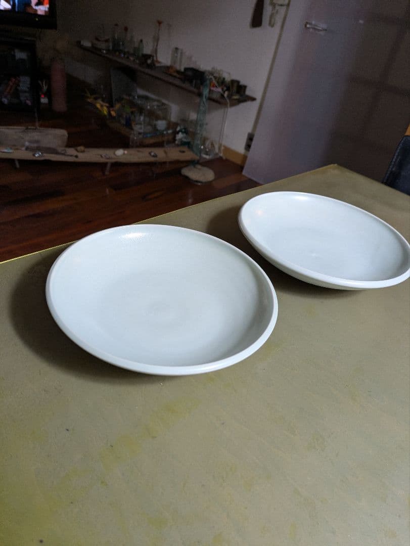 白釉21センチボウル　プレート　2客　パスタ皿　カレー皿