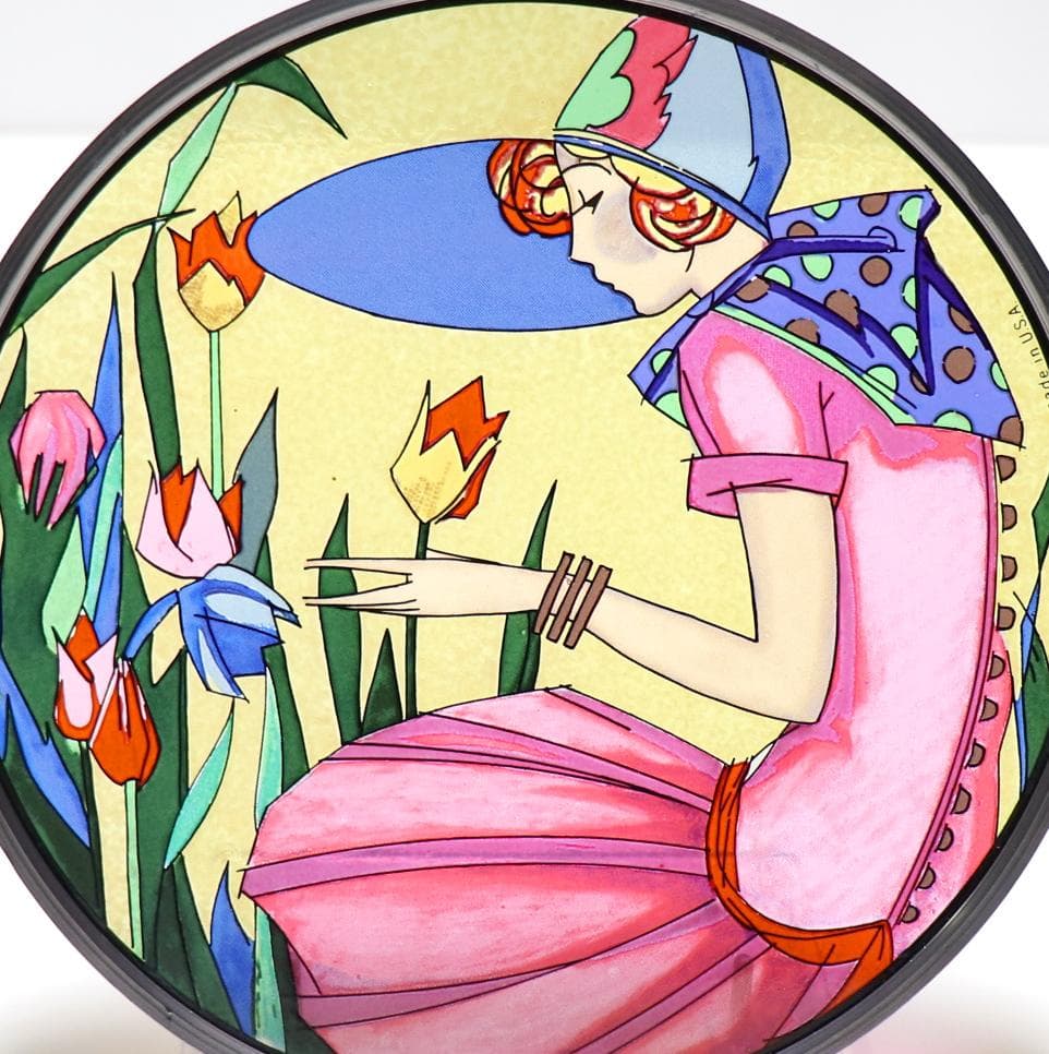 新品 チューリップと女性 ヴィンテージ ステンドグラス ホールマーク社 アメリカ