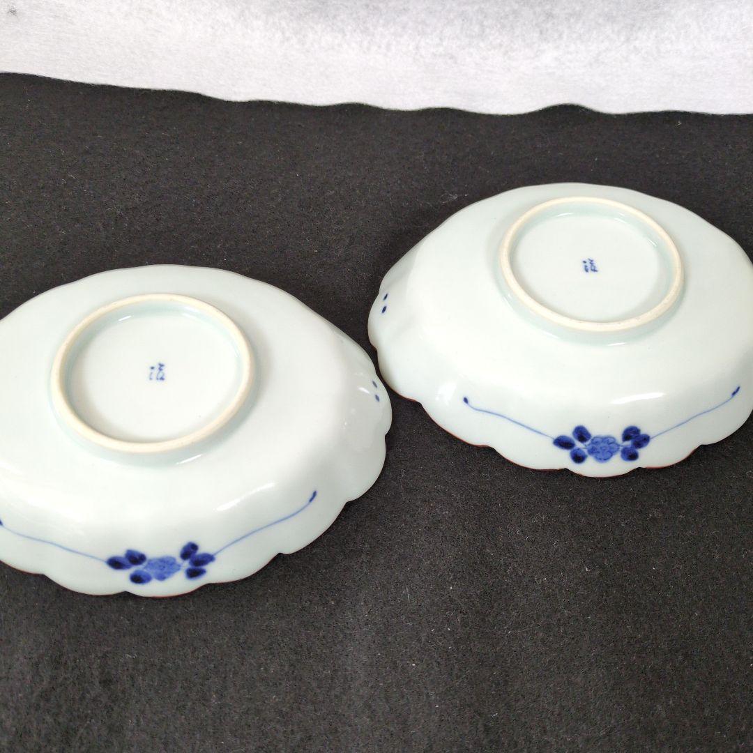 ★美品　有田焼　岩永浩 作　祥瑞山水図菊割楕円向付　2枚