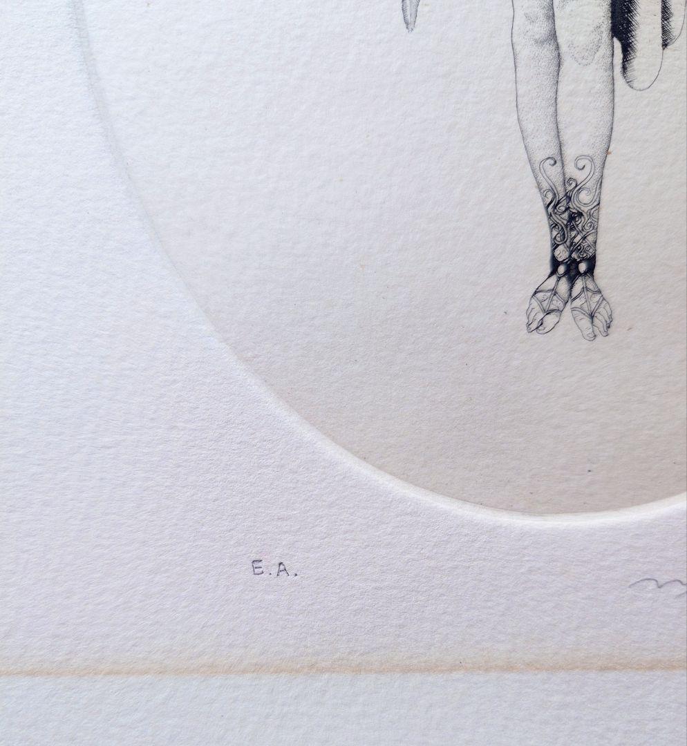 山本六三　銅版画『天使』1976年制作 サイン入