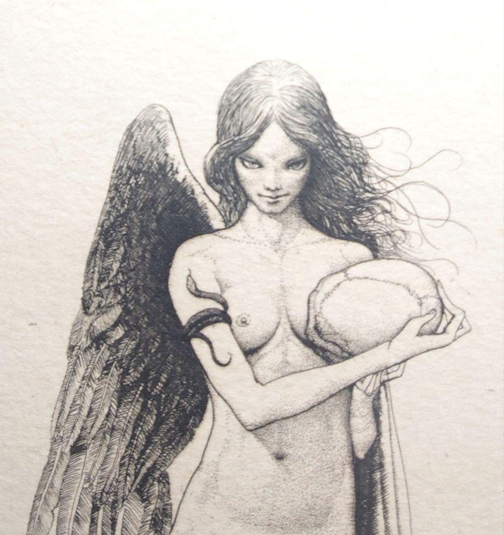 山本六三　銅版画『天使』1976年制作 サイン入