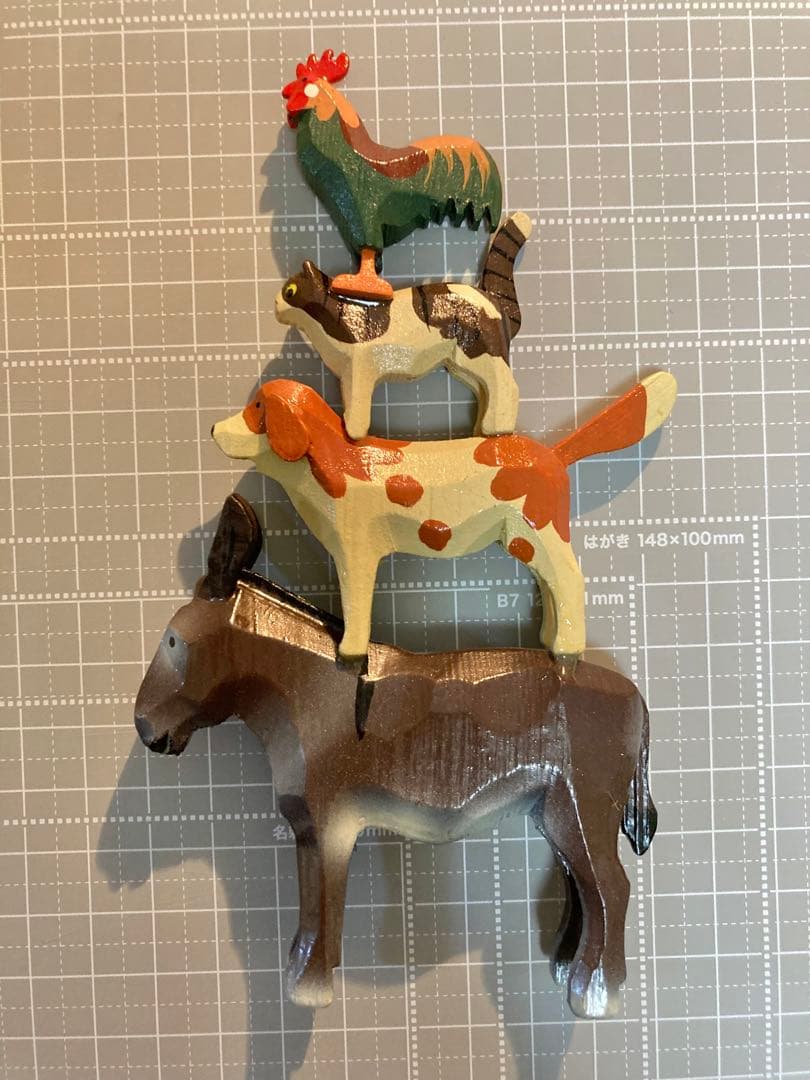 ブレーメンの音楽隊　木工細工　置物　オブジェ　ドイツ　ザイフェン　クリスマス