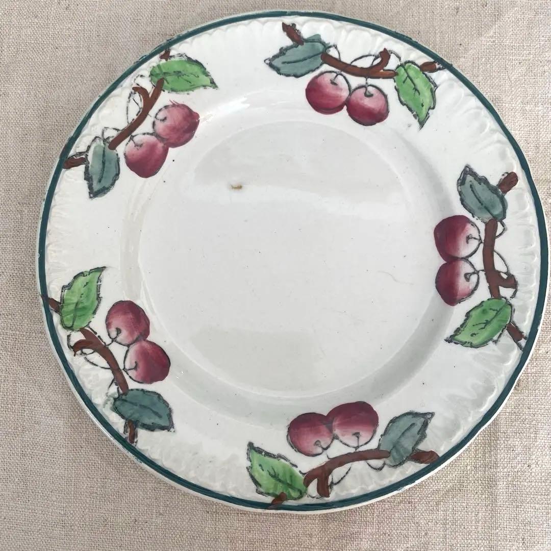 フランスアンティークLongwy ロンウィ プレートチェリー【C】