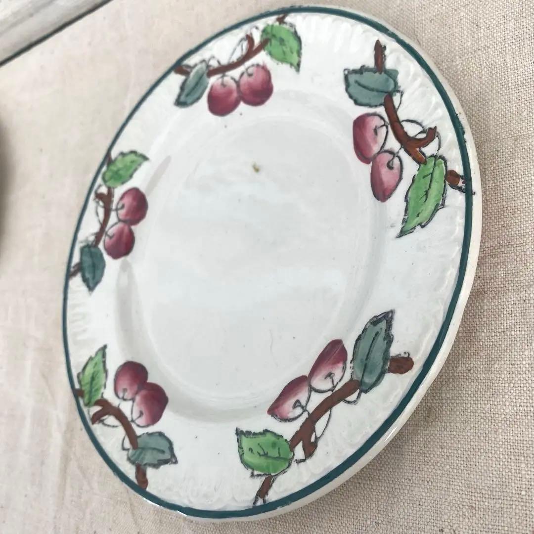 フランスアンティークLongwy ロンウィ プレートチェリー【C】