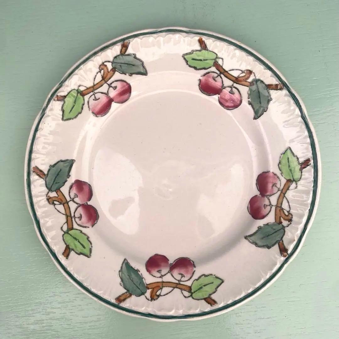 フランスアンティークLongwy ロンウィ プレートチェリー【C】