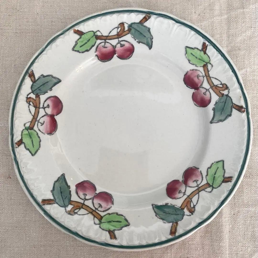 フランスアンティークLongwy ロンウィ プレートチェリー【C】
