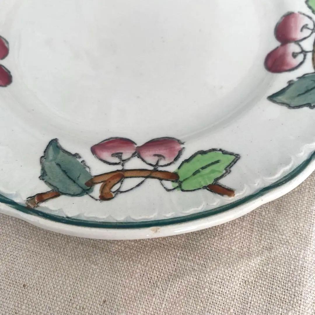 フランスアンティークLongwy ロンウィ プレートチェリー【C】