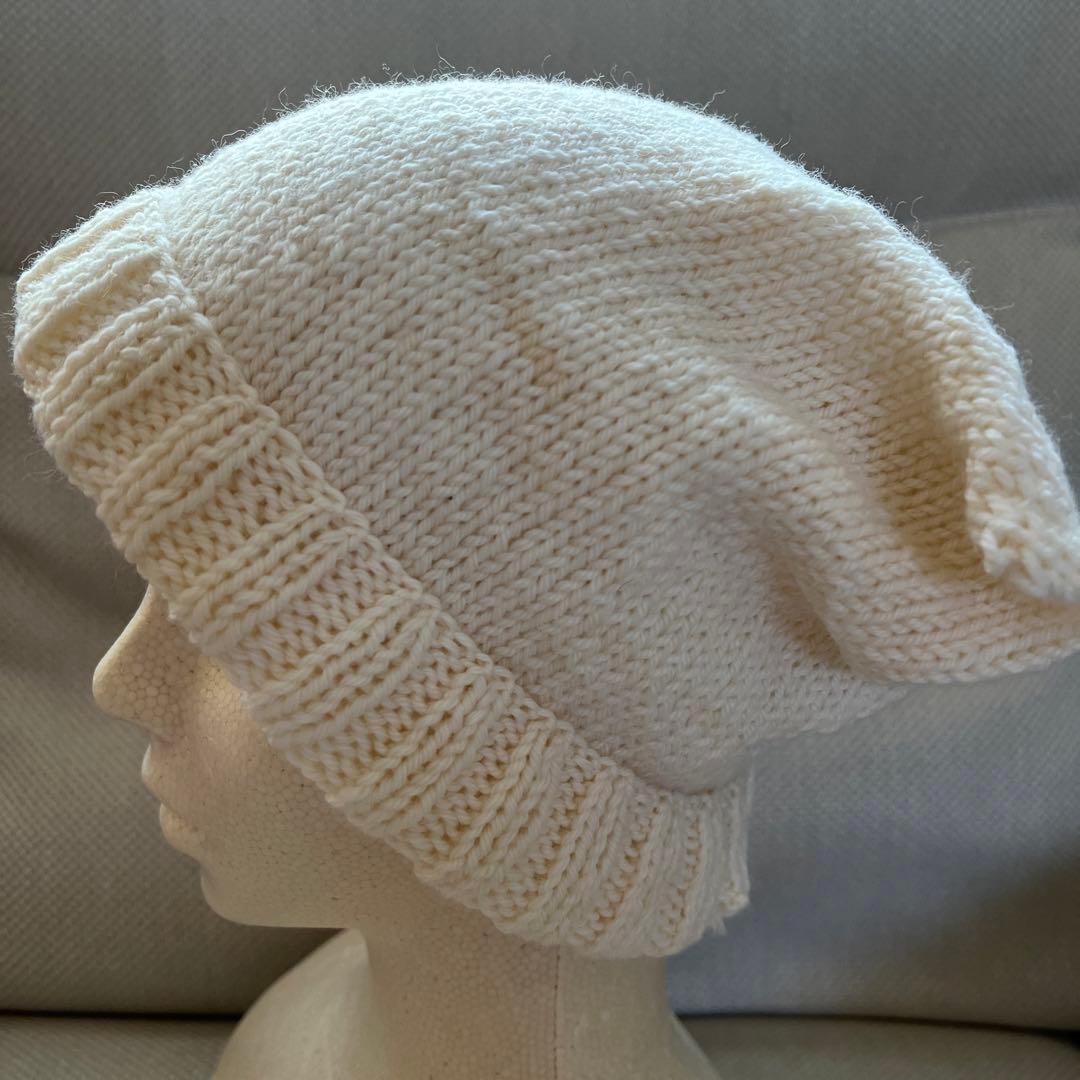 送料込2300円！♡可愛い♡オフホワイト♡ハンドメイド♡ニット帽！！
