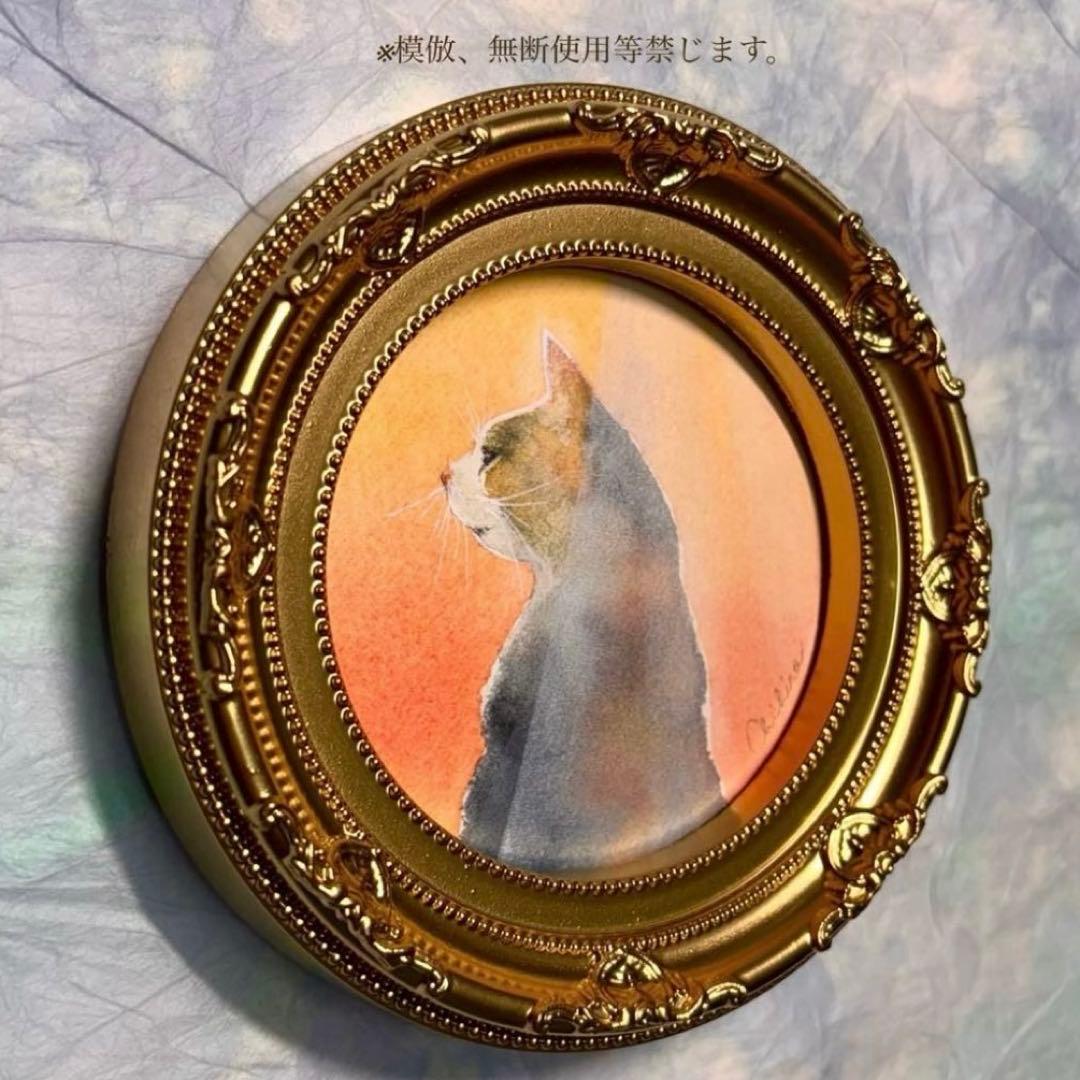 絵画 猫の絵 水彩 ねこずき 猫雑貨 美術品 猫グッズ 三毛猫 ハチワレ 原画