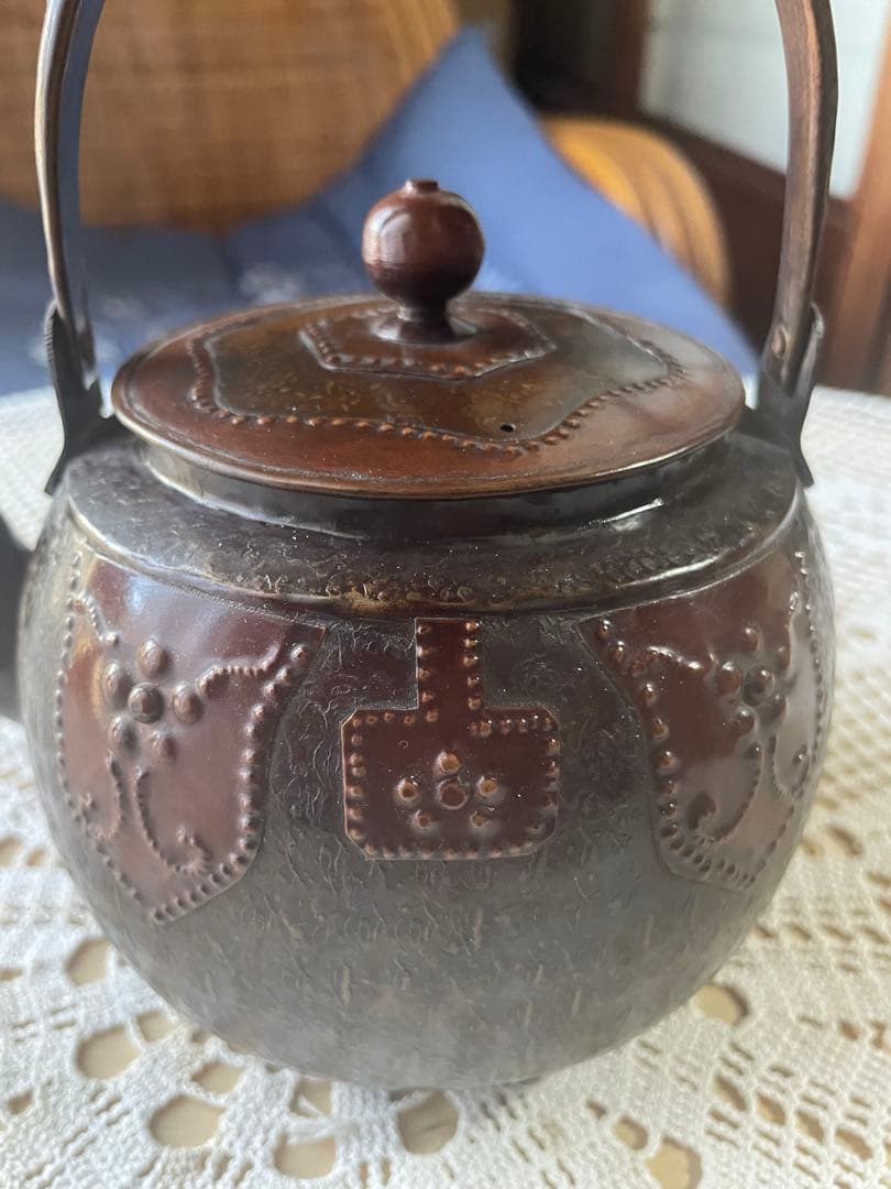 茶道具　打ち出しやかん　水差し象嵌