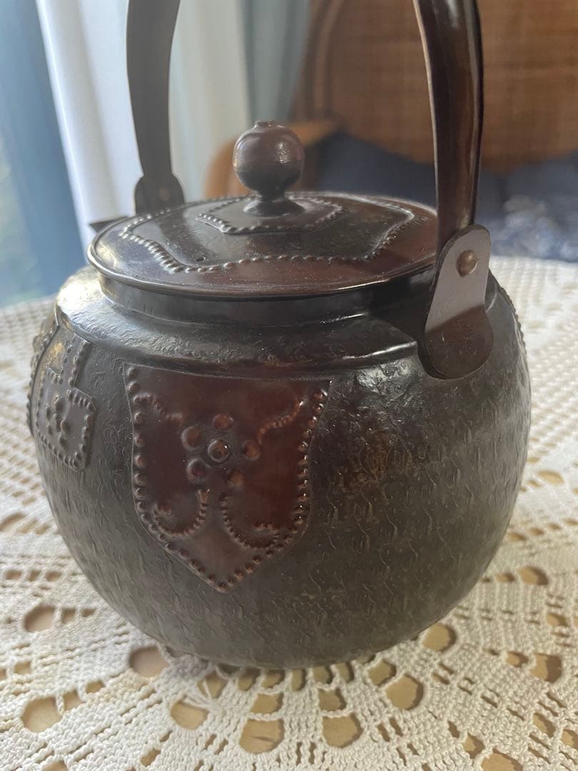 茶道具　打ち出しやかん　水差し象嵌