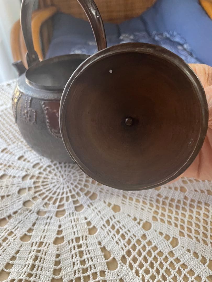 茶道具　打ち出しやかん　水差し象嵌