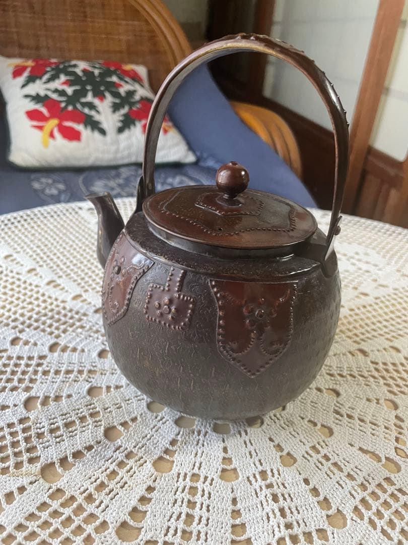 茶道具　打ち出しやかん　水差し象嵌