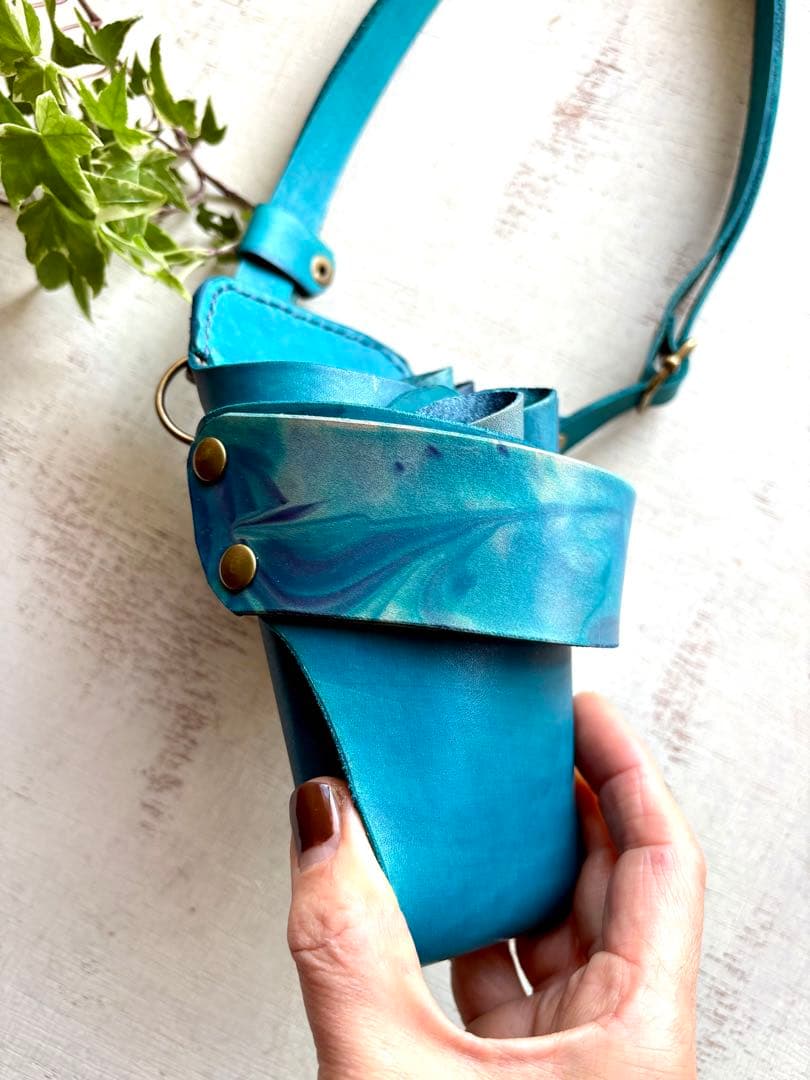 手染めターコイズのシザーケース