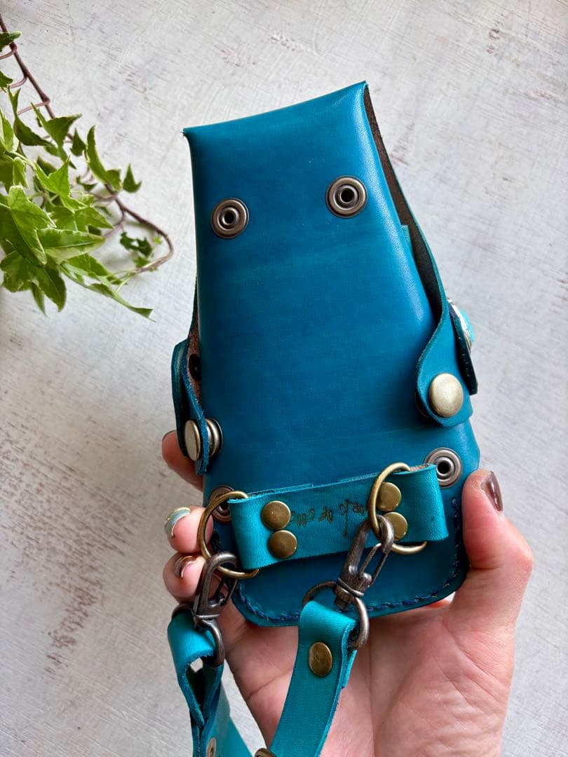 手染めターコイズのシザーケース