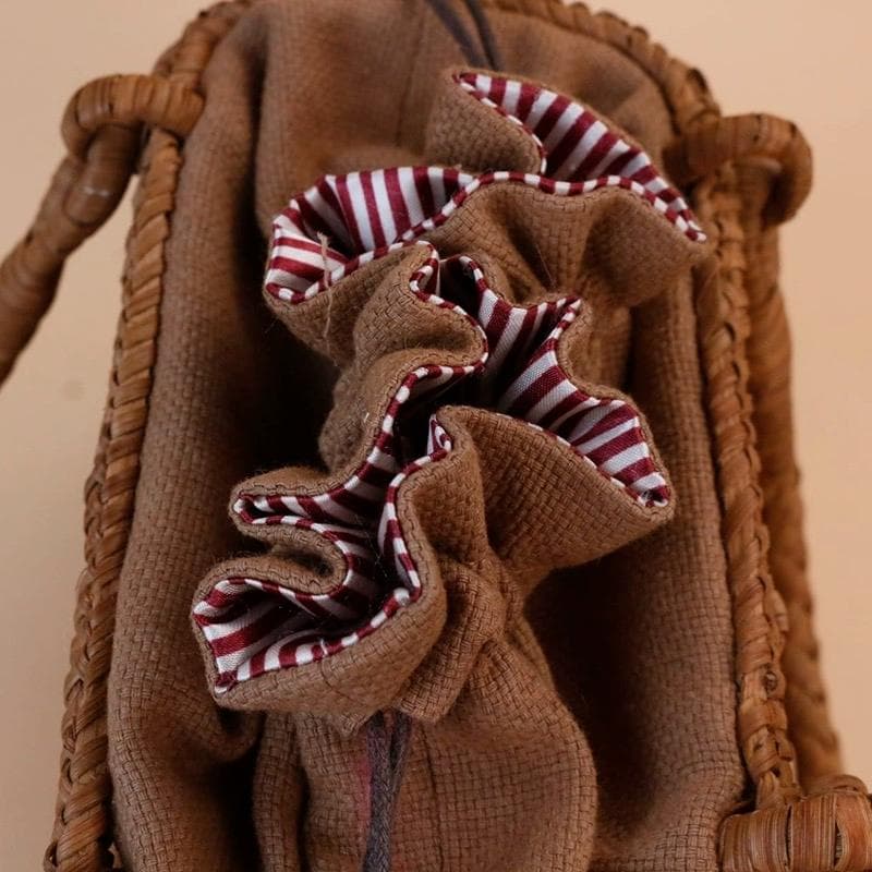 山葡萄かごバッグ 職人の手作 六角花結び編み 籠 手提げ 内布あり