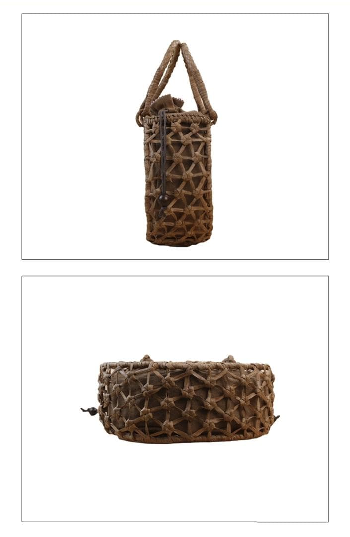 山葡萄かごバッグ 職人の手作 六角花結び編み 籠 手提げ 内布あり