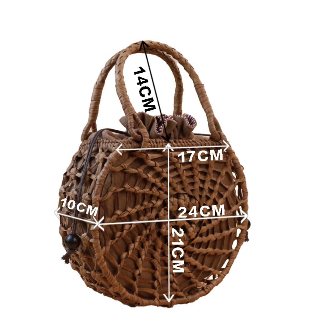 山葡萄かごバッグ 職人の手作 六角花結び編み 籠 手提げ 内布あり