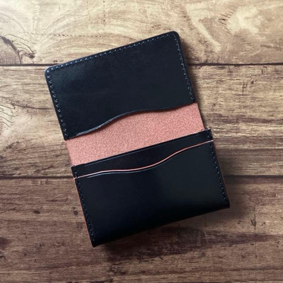 【yuyu様ご確認用】ロングウォレット 名刺入れ 北米ステアハイド 茶芯ブラック